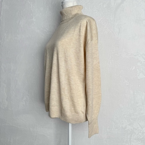 TREASURE & BOND Turtleneck Sweater XS‎ Oatmeal Drop Shoulder Fine Gauge Casual - Picture 5 of 15